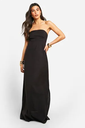 Boohoo Womens Bandeau Linen Look Maxi Dress - - 18