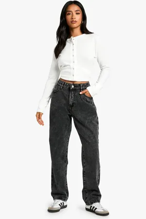 Boohoo Womens Petite Basics Washed Straight Leg Jean - - 16/28L