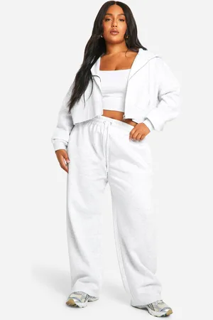 Boohoo Womens Plus Deep Hem Crop Top 3 Piece Hooded Tracksuit - - 26
