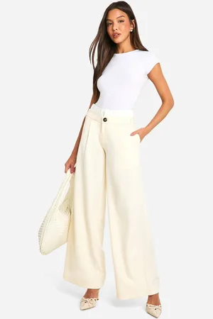 Boohoo Womens Tailored Contrast Waistband Straight Leg Trouser - - 12