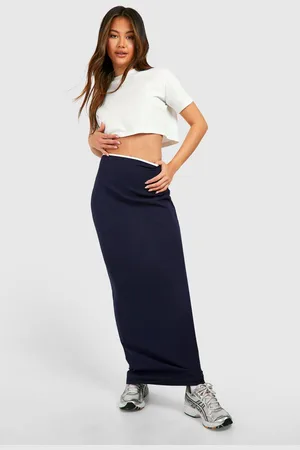 Boohoo Womens Black Contrast Binding Crepe Maxi Skirt - - 8