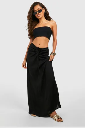 Boohoo Womens Ruched Detail Midi Skirt - - 10