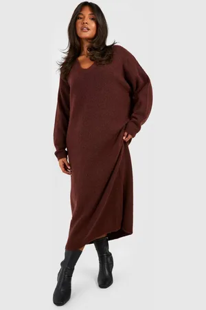 Boohoo Womens Plus Slouchy Soft Knit Maxi Knitted Dress - - 20