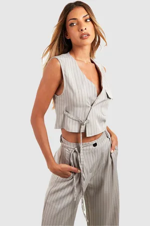 Boohoo Womens Pinstripe Wrap Waistcoat - - 8