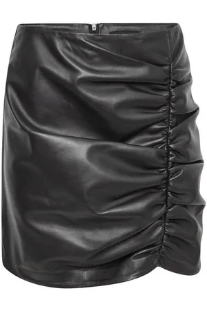 Barneys Originals Womens Ruched Real Leather Mini Skirt - - 16