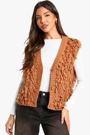 Boohoo Womens Chunky Loop Stitch Knitted Waistcoat - - M