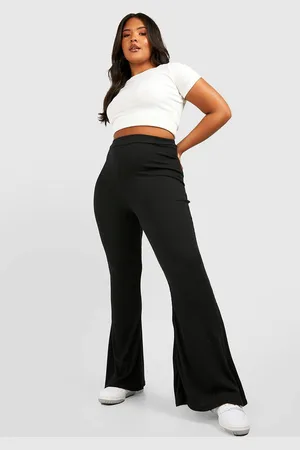 Boohoo Womens Basics Plus Rib Flare Trousers - - 20