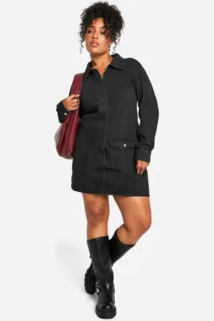 Boohoo Womens PLUS DENIM SHIFT DRESS - - 28