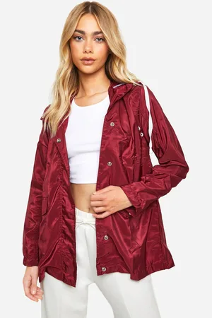 Boohoo Womens Hooded Contrast Trim Mac - - 14