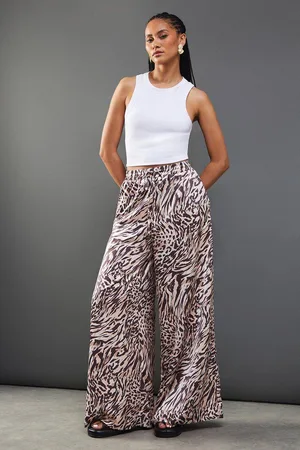 warehouse Womens Satin Drawstring Waist Wide Leg Trouser - - 6