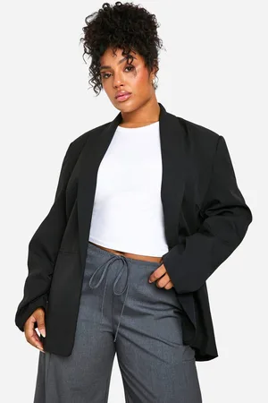 Boohoo Womens Basics Plus Oversized Ruched Sleeve Blazer - - 16