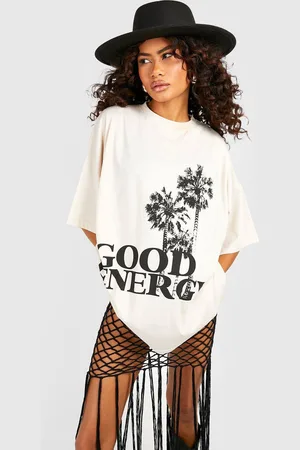 Boohoo Womens Good Energy Super Oversized Graphic T-shirt - - XS