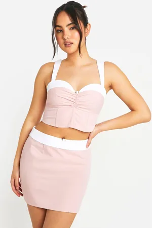 Boohoo Womens Contrast Waistband Flower Detail Mini Skirt - - 16