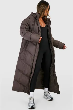 Boohoo Womens Hooded Quilt Detail Maxi Puffer - - 14