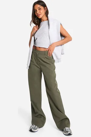 Boohoo Womens Peached Straight Leg Trousers - - 16