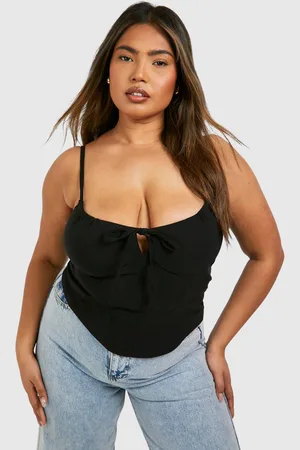 Boohoo Womens Plus Sleeveless Ruched Tie Front Corset Top - - 20