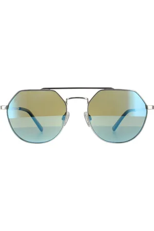 Serengeti Aviator Shiny Silver Saturn Polarized 555nm Blue Sunglasses - - One Size