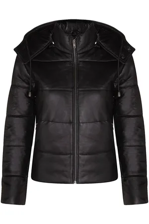Infinity Womens Puffer Leather Bomber Jacket-Ajax - - 14