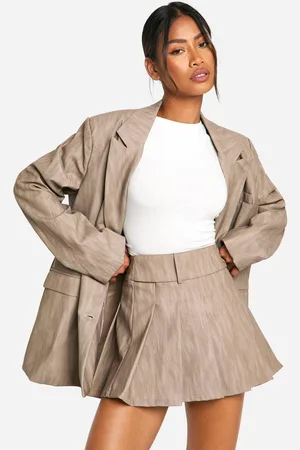 Boohoo Womens Washed Pu Pleated Mini Skirt - - 16
