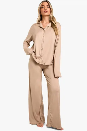 Boohoo Womens Soft Touch long Sleeve Shirt and Trouser Pyjama Set - - 6