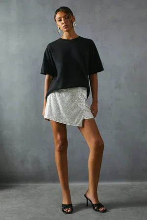MissPap Womens Sequin Wrap Over Skort - - 8