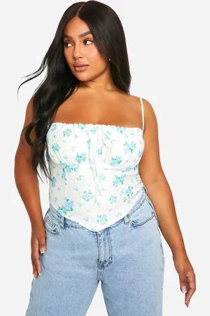 Boohoo Womens Plus Bengaline Ditsy Floral Milkmaid Corset Top - - 18