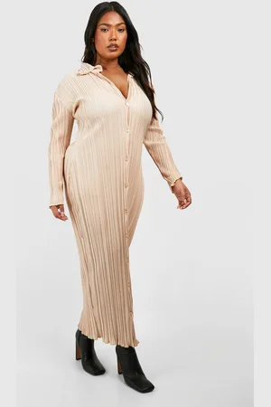 Boohoo Womens Plus Wide Plisse Midaxi Shirt Dress - - 20