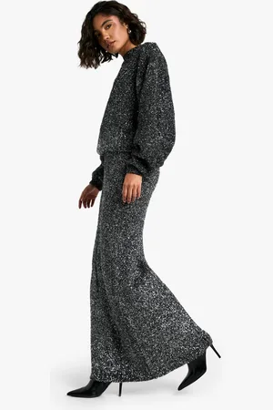 Boohoo Womens Tall Tinsel Knit Jumper And Maxi Skirt Co Ord - - XS