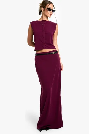 Boohoo Womens Soft Rib Button Through Top and Maxi Skirt Co-ord - - 12