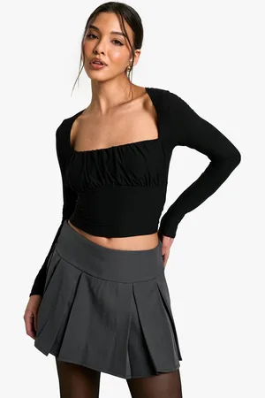 Boohoo Womens Super soft Ruched Bust Long Sleeve Top - - 12