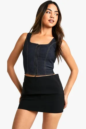 Boohoo Womens Zip Front Stretch Corset Top - - 12