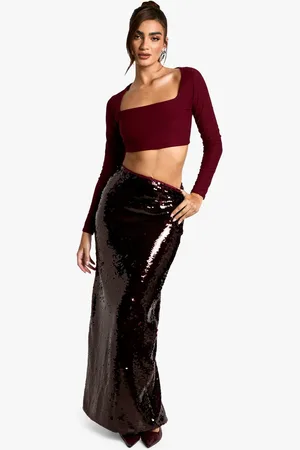 Boohoo Womens Premium Sequin Maxi Skirt - - 14