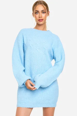 Boohoo Womens Knitted Crew Neck Mini Jumper Dress - - M