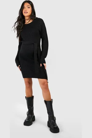 Boohoo Womens Maternity Soft Knit Tie Waist Jumper Dress - - S