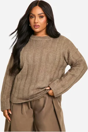 Boohoo Womens Plus Soft Wide Rib Oversized Jumper - - 22