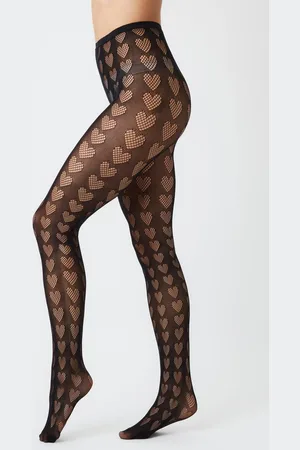 My Accessories Womens Heart Cut-out Fishnet Tights - - 6-8