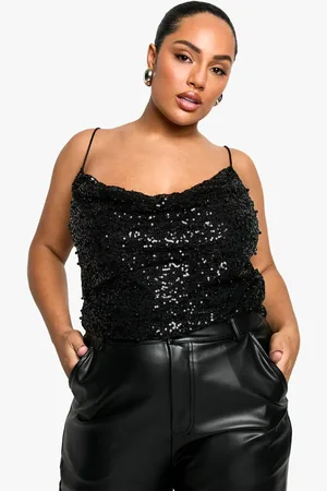 Boohoo Womens Plus Pearl Cowl Neck Top - - 16