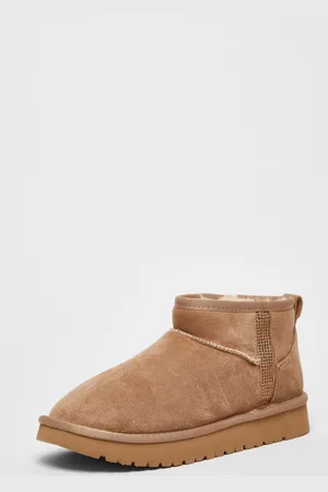 Quiz Womens Taupe Faux Suede Diamante Ankle Boots - - 8