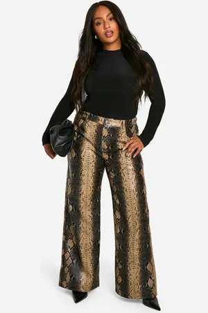 Boohoo Womens Plus Snake Faux Leather Wide Leg Trouser - - 20