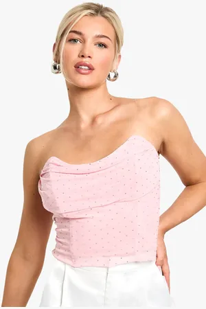 Boohoo Womens Hot Fix Diamante Mesh Corset Top - - 14