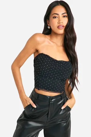 Boohoo Womens Hot Fix Diamante Mesh Corset Top - - 14