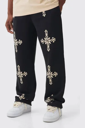 Boohoo Relaxed Fit Gothic Cross Print Jogger - - S