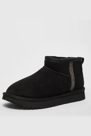 Quiz Womens Faux Suede Diamante Ankle Boots - 3