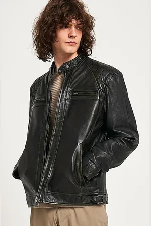 Barneys Originals Quilted Shoulder Leather Jacket - - S
