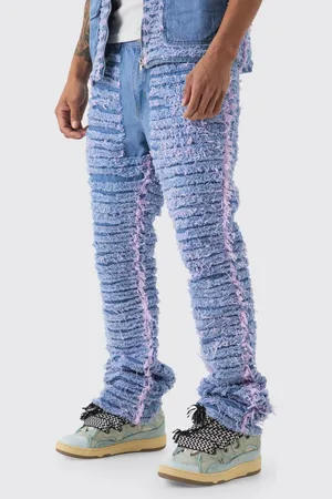 Boohoo Slim Rigid Flare All Over Distressed Jeans In Lilac - - 32R