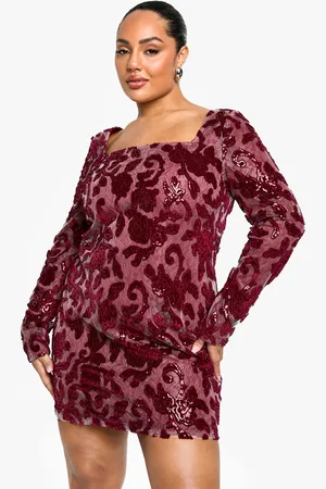 Boohoo Womens Plus Demask Square Neck Bodycon Dress - - 18