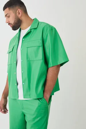 Boohoo Plus PU Short Sleeve Overshirt - - XXL