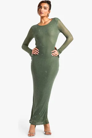 Boohoo Womens Hotfix High Neck Maxi Dress - - 12