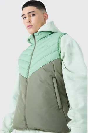 Boohoo Man Colour Block Quilted Funnel Neck Gilet - - M