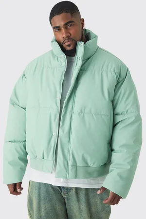 Boohoo Plus Matte Pu Funnel Neck Puffer In Sage - - XXL